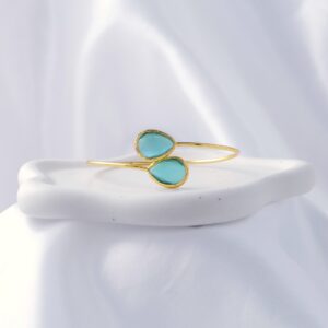 Pulsera Tears Turquesa Baño Oro