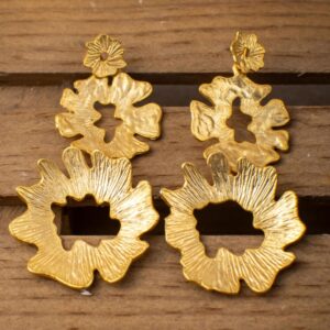 Pendientes Triple Blume Baño Oro